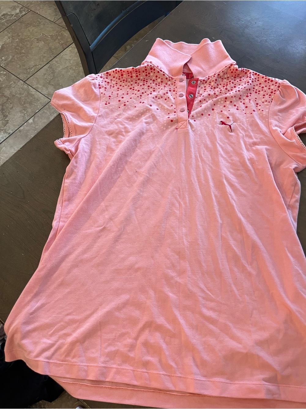 Puma Pink Short-Sleeve Polo with Stud Detail